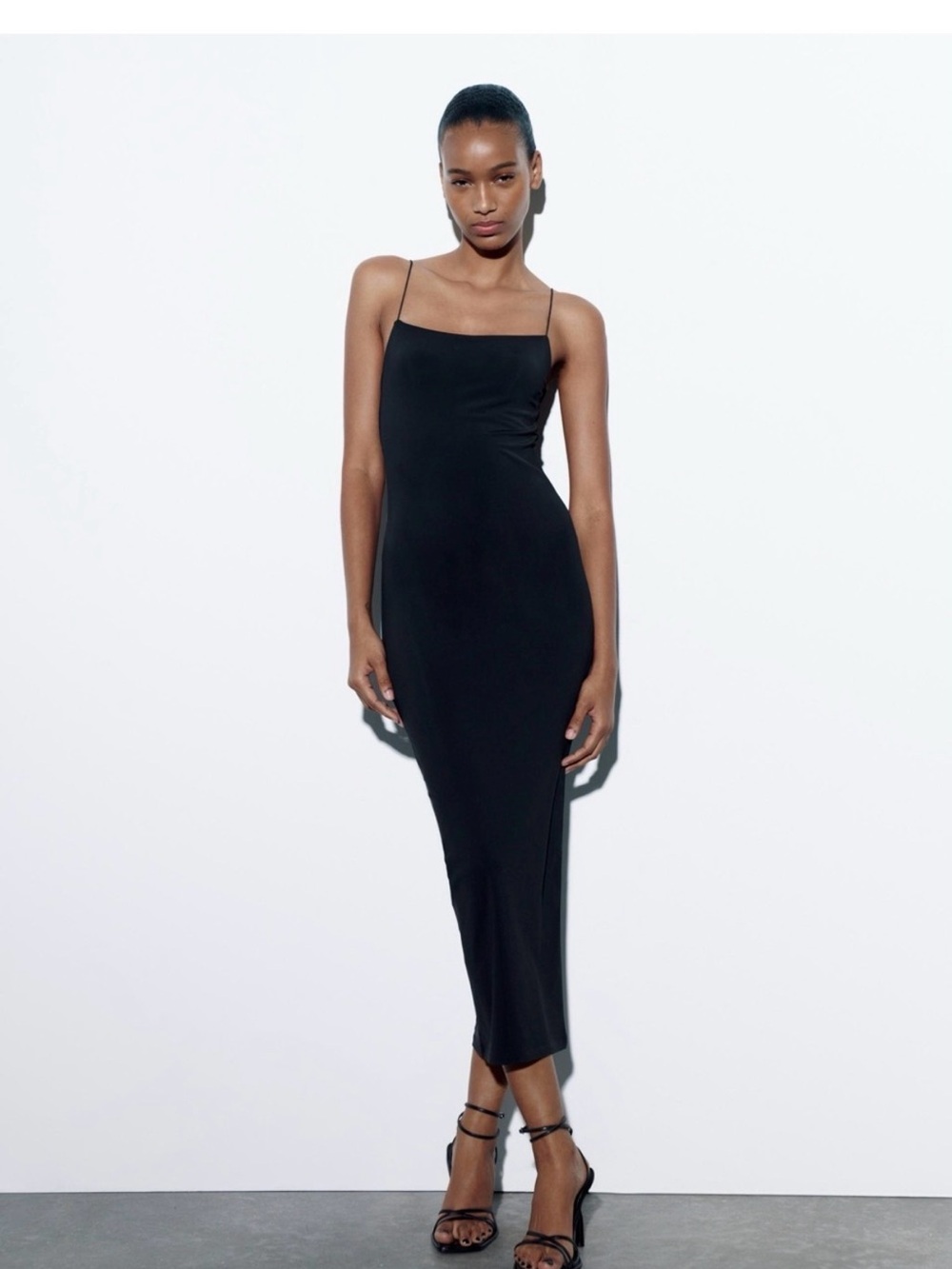 Zara Black Strappy bodycon Slip Dress